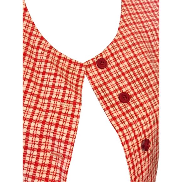 Vintage Style Handmade Tapered Darted Red White Striped Plaid Vest MEASUREMENTS - Picture 4 of 16